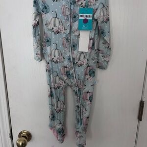 Posh Peanut pretty Pastels Cinderella floral pumpkin Bamboo Footie, 18-24m NWT